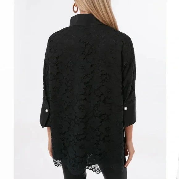Tuckernuck NWT Black Lace Willow Blouse Size XXXL popover tunic top - Picture 3 of 15
